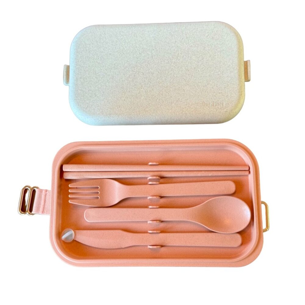 OUR PLACE Layered Lunchbox Set With Utensils NEW Bento Lunch Box Snacks NIB